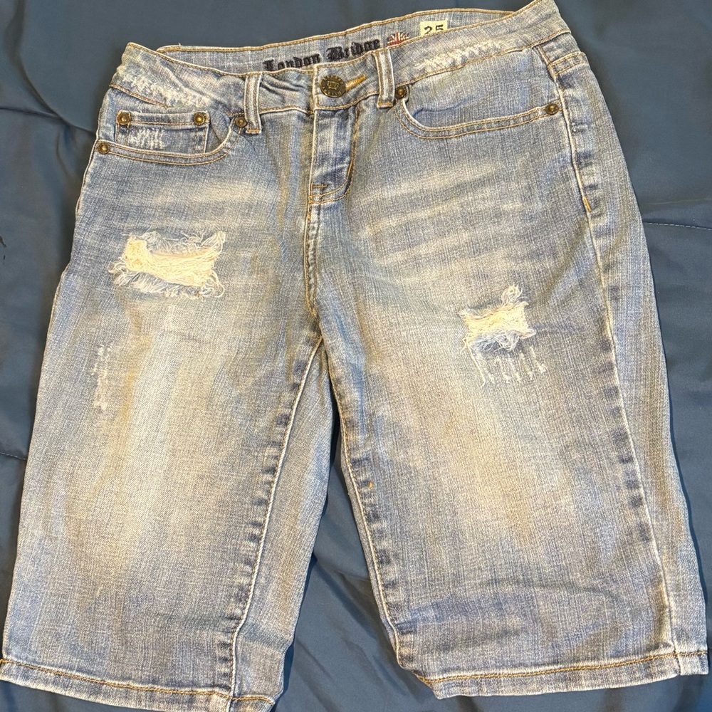 London Bridge Denim Distressed Shorts